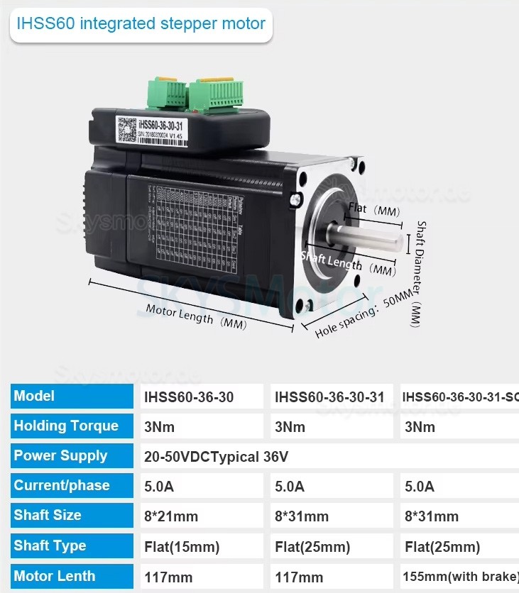 JMC NEMA 23 Integrierter Closed Loop Schrittmotor mit Treiber IHSS60-36-30-30/31/SC 1,8 Grad 3Nm 5A 36V 2 Phasen